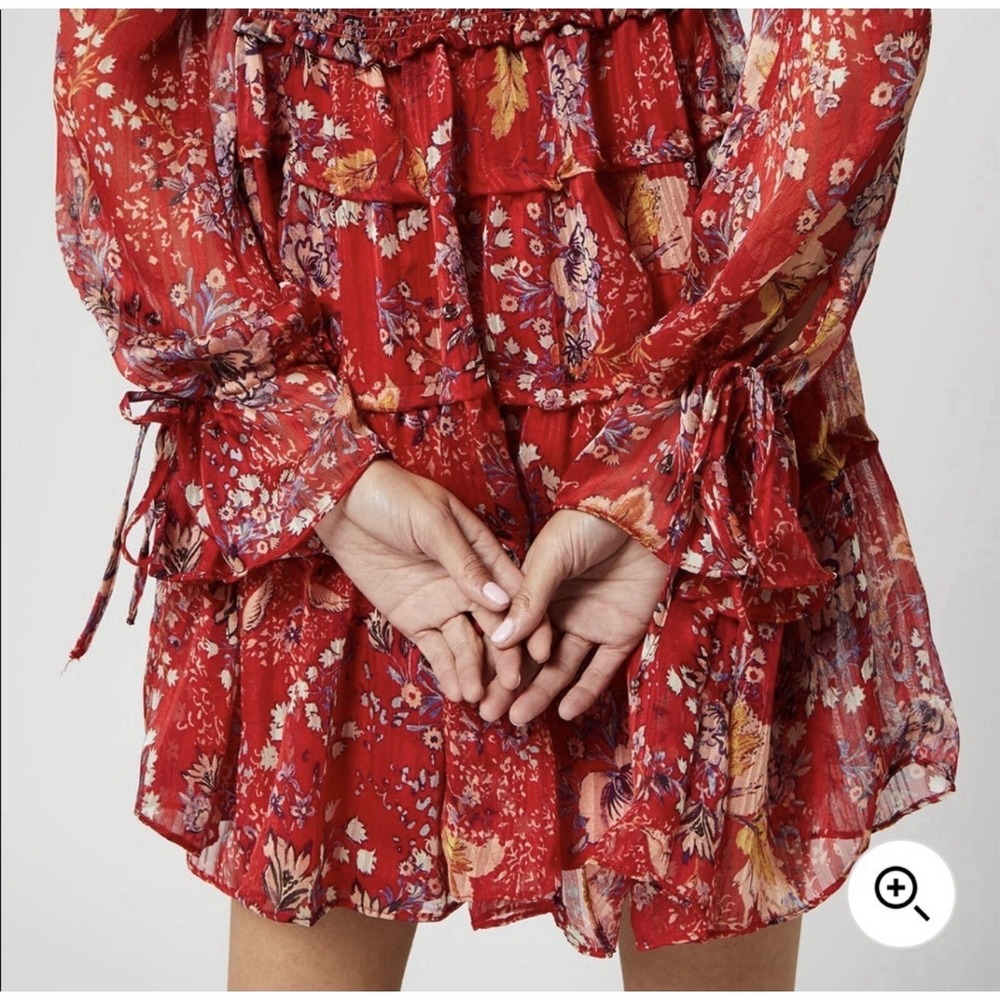 Free People Closer To The Heart Dress Floral Tiered Ruffle Boho Mini Sz S - Picture 3 of 7